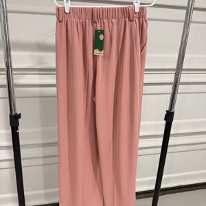 Pink Elastic Waist Pants